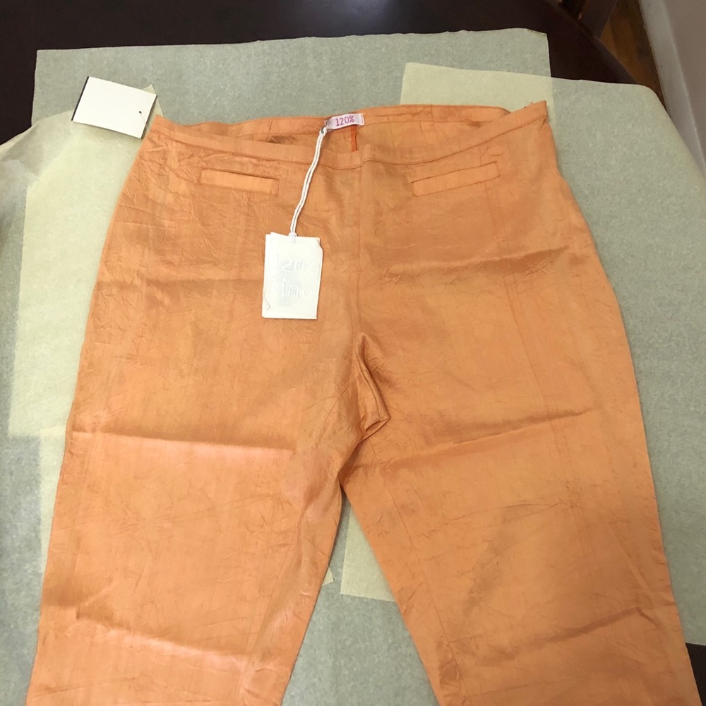 Italian Silk Orange Cropped Capri Pants